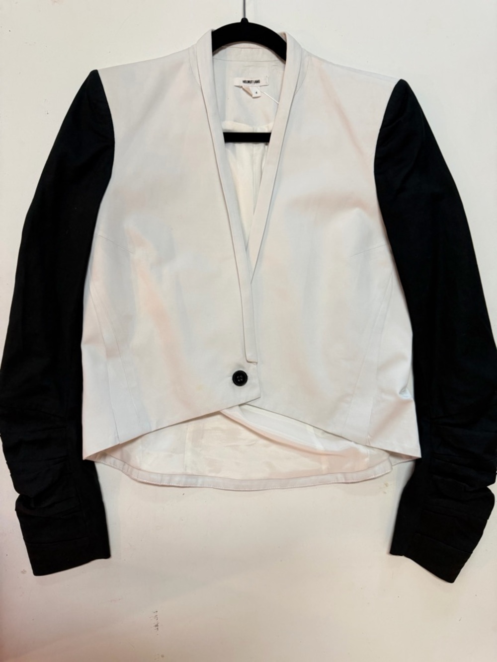 Helmut Lang Black Sleeve White Body Open-Front Blazer